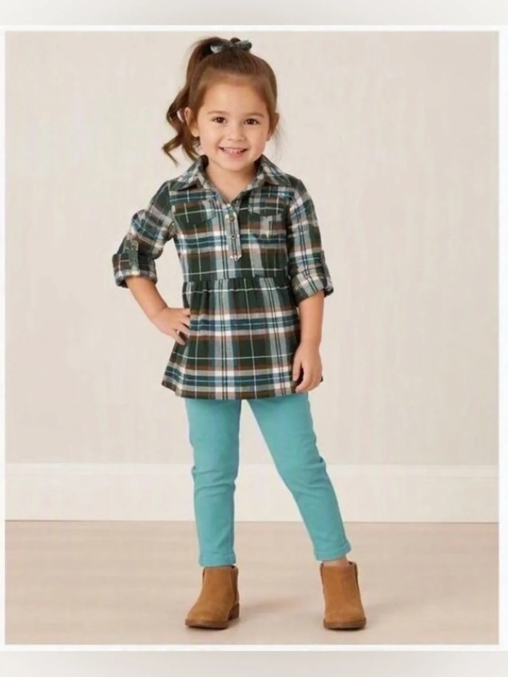 Carter's Toddler Girl 2-Piece Plaid Tunic & Knit Pant Set | Size 4T